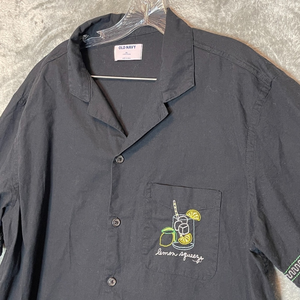 Old Navy Mens Lemon Squeeze Linen Blend Camp Shirt XL Outdoor Cabana Beachy